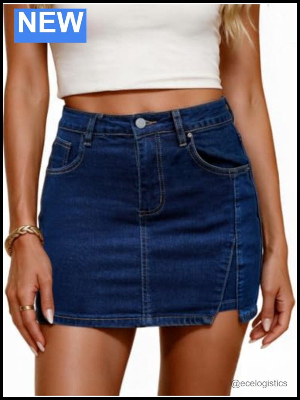 Stretchy Denim Mini Skirt High Waisted Slim Fit Women Curve Hugging